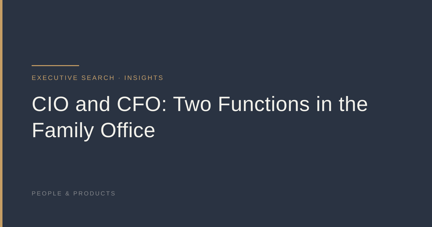 CIO and CFO: Two Functions in the Family Office